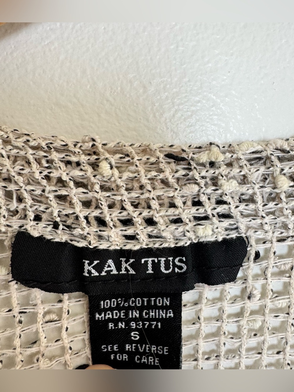 KAKTUS Weave Cotton Beige Cardigan Sweater Sz S Mermaid Boho Lagenlook Artsy - Picture 2 of 6